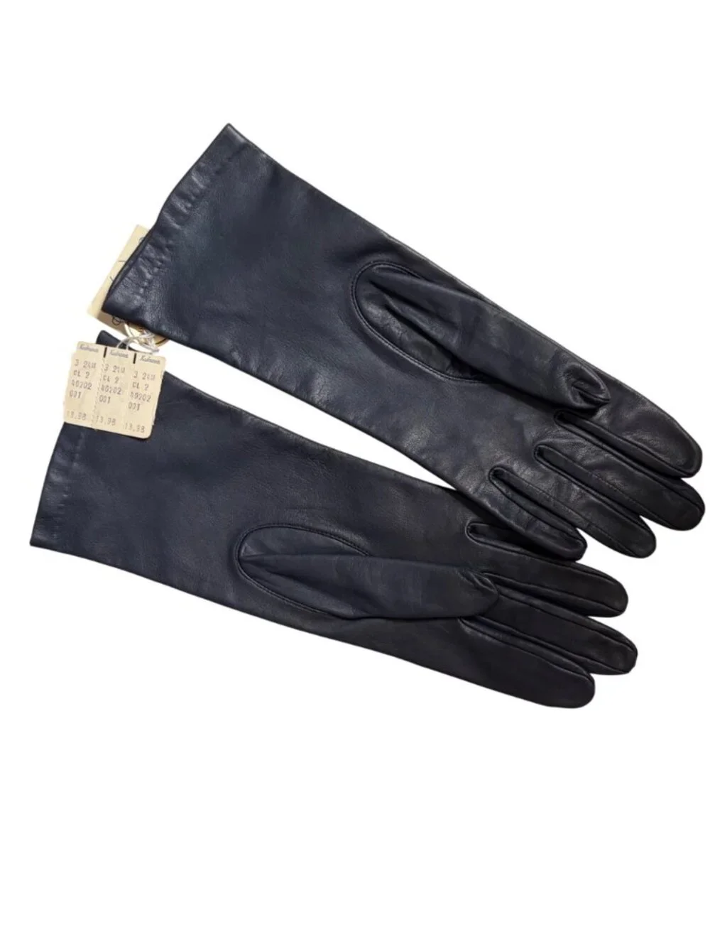 Vintage Navy Blue Leather Gloves Size 7 Machine Washable Womens Winter Wear